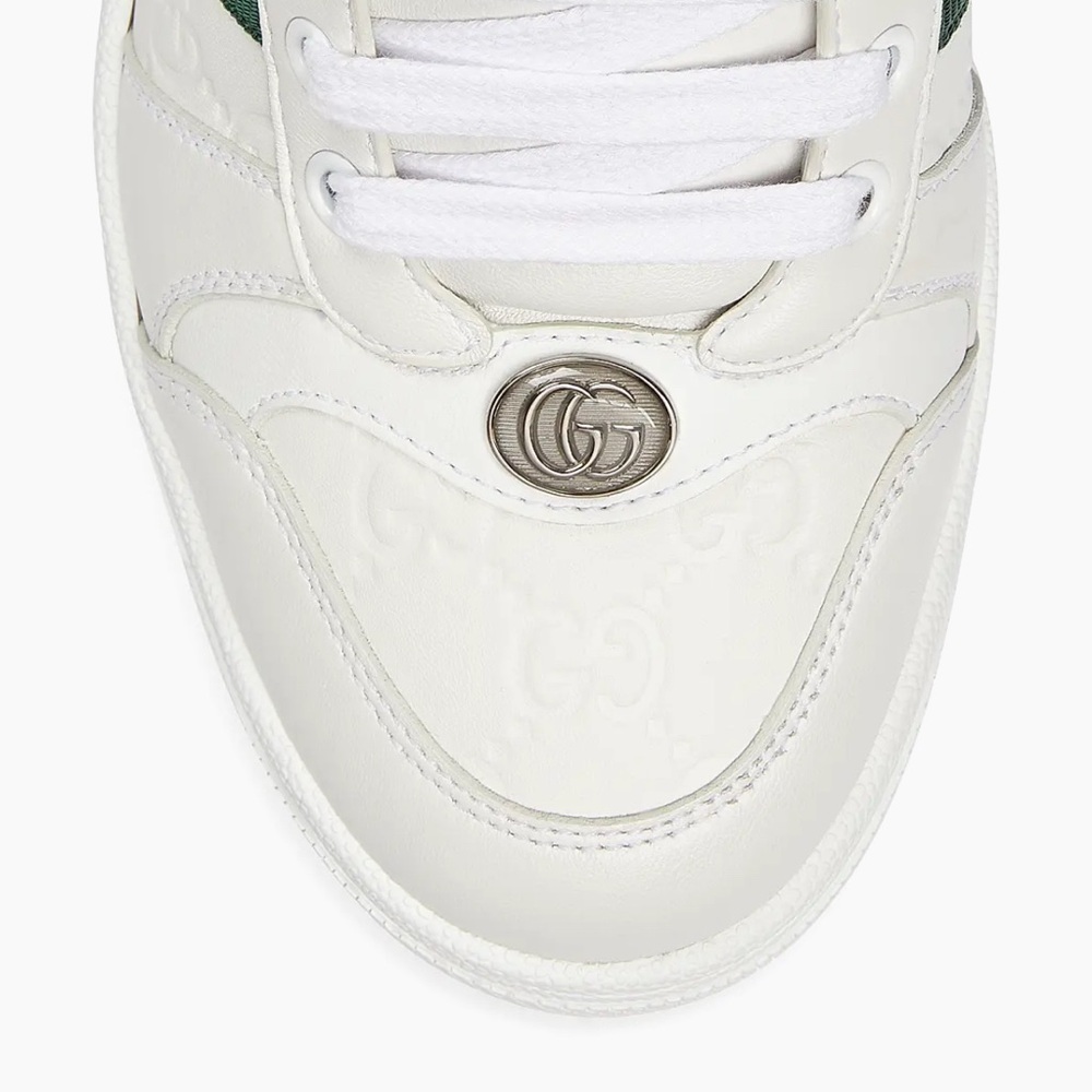 Gucci White Leather Sneakers with Red and Green Accents - Picture 2 of 5